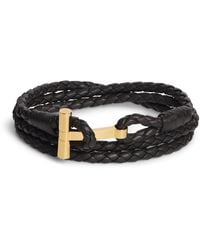 Tom Ford - Leather Braided T Bracelet - Lyst