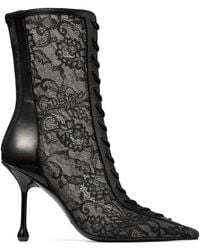 Jimmy Choo - Scarlett 95 Leather-Lace Heeled Boots - Lyst