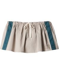 Miu Miu - Cotton Poplin Drawstring Mini Skirt - Lyst