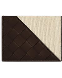 Bottega Veneta - Leather-canvas Intreccio Card Holder - Lyst