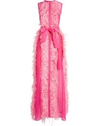 Huishan Zhang - Exclusive Silk Feather-trim Beau Gown - Lyst