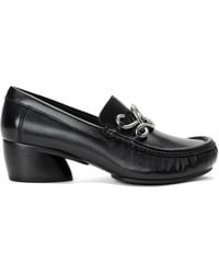 Loewe - Leather Oval Double L Heeled Loafers 45 - Lyst