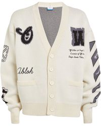 Off-White c/o Virgil Abloh - Wool-cotton Jacquard Varsity Cardigan - Lyst