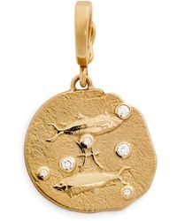 Azlee - Small And Diamond Pisces Coin Charm - Lyst