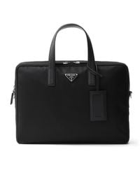 Prada - Re-Nylon And Saffiano Leather Briefcase - Lyst