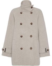 Brunello Cucinelli - Virgin Wool-Cashmere Pea Coat - Lyst