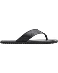 Burberry - Leather Embossed Check Pavilion Sandals - Lyst