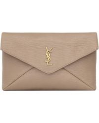 Saint Laurent - Large Leather Cassandre Envelope Pouch - Lyst