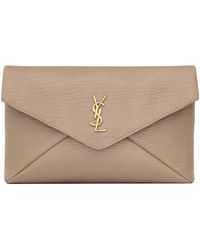 Saint Laurent - Large Leather Cassandre Envelope Pouch - Lyst