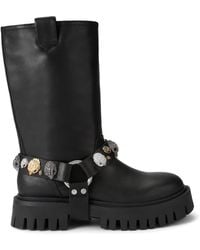 Kurt Geiger - Leather Eagle Harness Biker Boots - Lyst