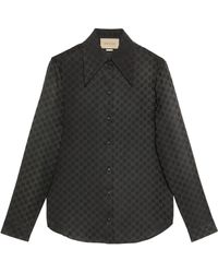 Gucci - Silk Gg Crepe Shirt - Lyst