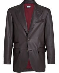 Brunello Cucinelli - Leather Single-Breasted Blazer - Lyst