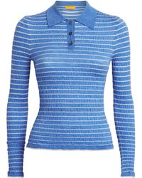 Guest In Residence - Cashmere Smocked Shrunken Polo Shirt - Lyst