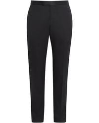 Pal Zileri - Wool Satin-Trim Trousers - Lyst