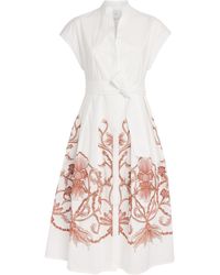 Eleventy - Cotton Embroidered Midi Shirt Dress - Lyst