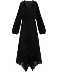 The Kooples - Plissé Pleated Midi Dress - Lyst