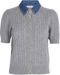 Sandro - Wool-Cashmere Denim-Collar Cardigan - Lyst