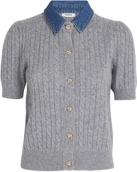 Sandro - Wool-Cashmere Denim-Collar Cardigan - Lyst
