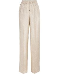Kiton - Silk Printed Wide-Leg Trousers - Lyst