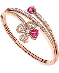 BVLGARI - Diamond And Rubellite Fiorever Bangle - Lyst