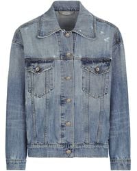 Dolce & Gabbana - Denim Jacket With Branded Plate - Lyst
