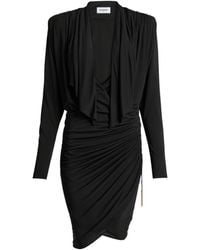 Balmain - Draped Long-Sleeve Mini Dress - Lyst