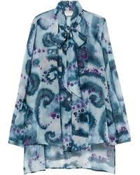 Marina Rinaldi - Cotton-Silk Printed Blouse - Lyst