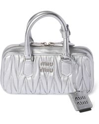 Miu Miu - Mini Matelassé Leather Arcadie Top-Handle Bag - Lyst