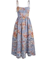 Zimmermann - Linen Awaken Picnic Midi Dress - Lyst