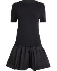 Maje - Cotton-Blend Rib Knit And Taffeta Mini Dress - Lyst