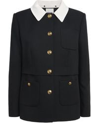 Sandro - Wool Contrast Collar Blazer - Lyst