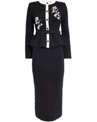 Self-Portrait - Textured Floral-Detail Midi Dress - Lyst