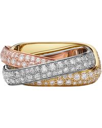 Cartier - Mixed And Diamond Classic Trinity Cushion Ring - Lyst