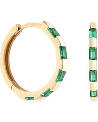Astrid & Miyu - And Emerald Baguette Hoop Earrings - Lyst