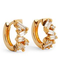 Suzanne Kalan - Yellow Gold And Diamond Fireworks Huggie Hoop Earrings - Lyst