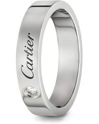 Cartier - Platinum And Diamond C De Wedding Band - Lyst