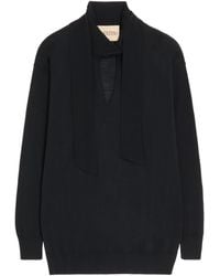Valentino - Wool Tie-Neck Sweater - Lyst
