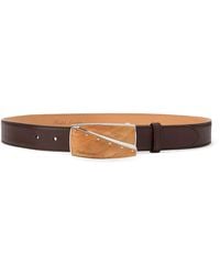Ralph Lauren - Calfskin-Wood Abstract-Buckle Belt - Lyst