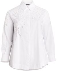 Marina Rinaldi - Cotton Poplin Embroidered Tunic Shirt - Lyst