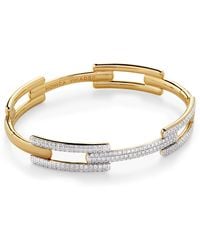 Monica Vinader - Vermeil And Diamond Pavé Signature Link Bangle - Lyst