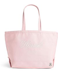 Harrods - Medium Cotton Embroidered Logo Tote Bag - Lyst