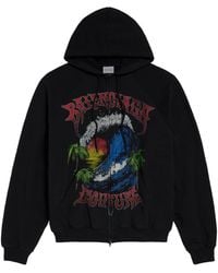 Balenciaga - Cotton Graphic Zip-Up Hoodie - Lyst