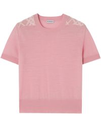 Burberry - Wool-Silk Check Panel T-Shirt - Lyst