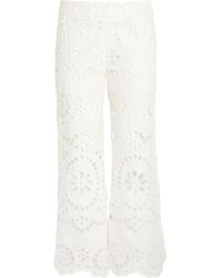 Zimmermann - Linen Embroidered Lexi Flared Trousers - Lyst
