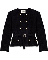 Maje - Belted Double-Breasted Jacket - Lyst