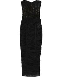Dolce & Gabbana - Tulle Ruched Bustier Midi Dress - Lyst