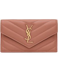 Saint Laurent - Leather Fragments Flap Card Holder - Lyst