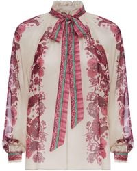 La DoubleJ - Silk Floral Pussybow Cerere Blouse - Lyst