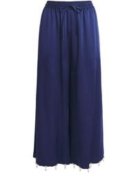 Stella McCartney - Satin Faux Pearl-Embellished Wide-Leg Trousers - Lyst