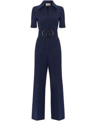 Gucci GG Belted Jumpsuit - Blue